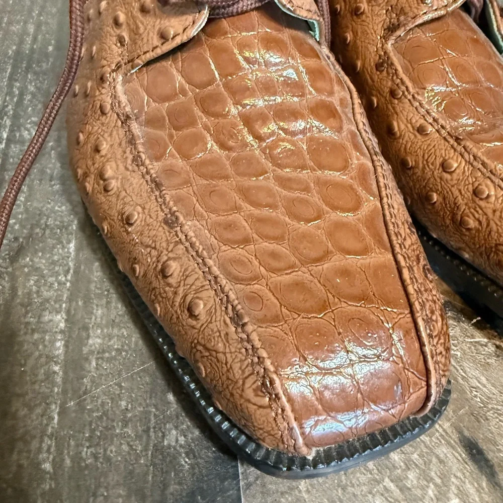 Stacy Adams Ostrich & Croc Embossed Leather Lace-Up Dress Shoes‎ Men’s 5.5M